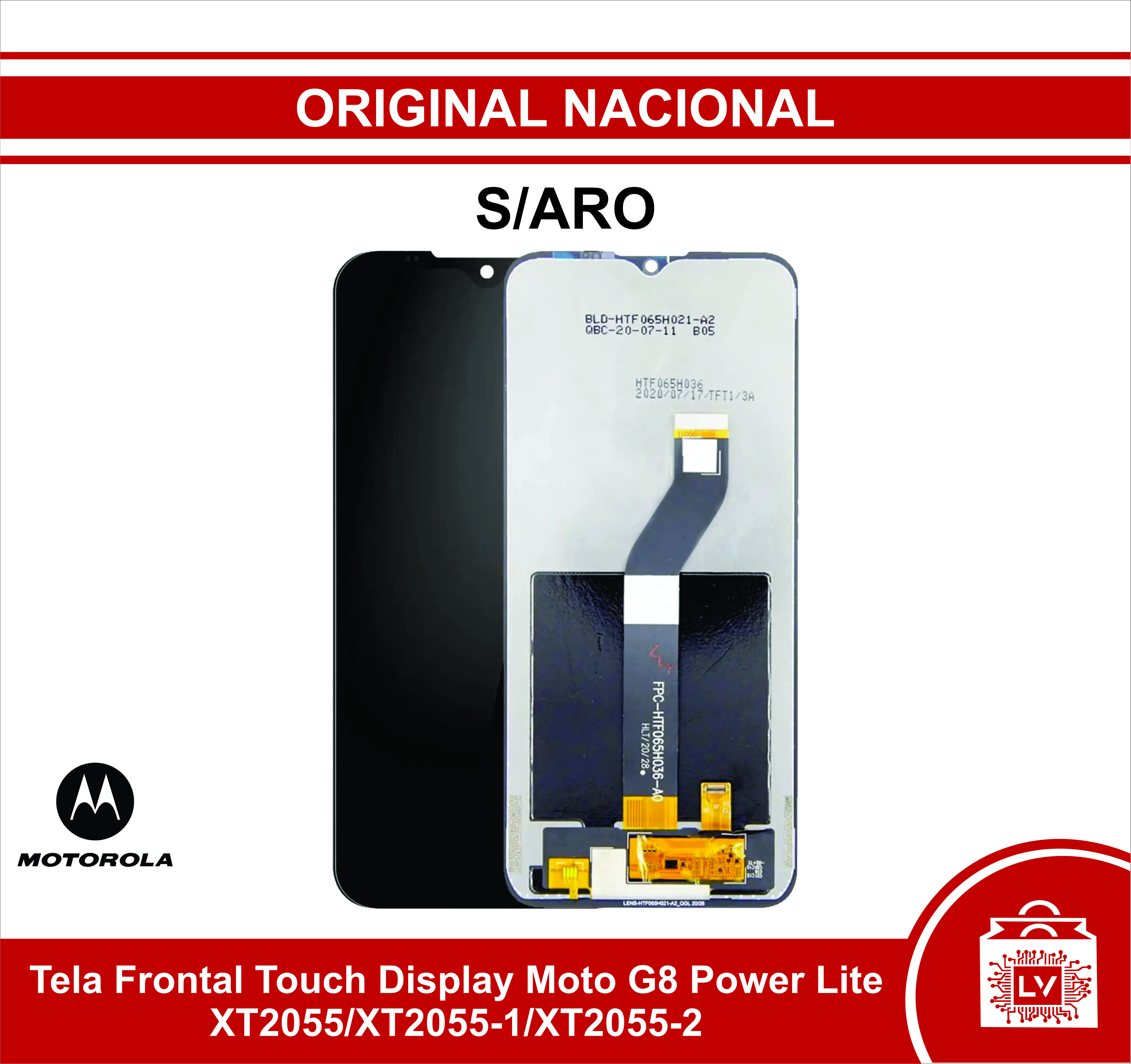 Tela Frontal Touch Display Moto G8 Power Lite S/ARO Original Nacional