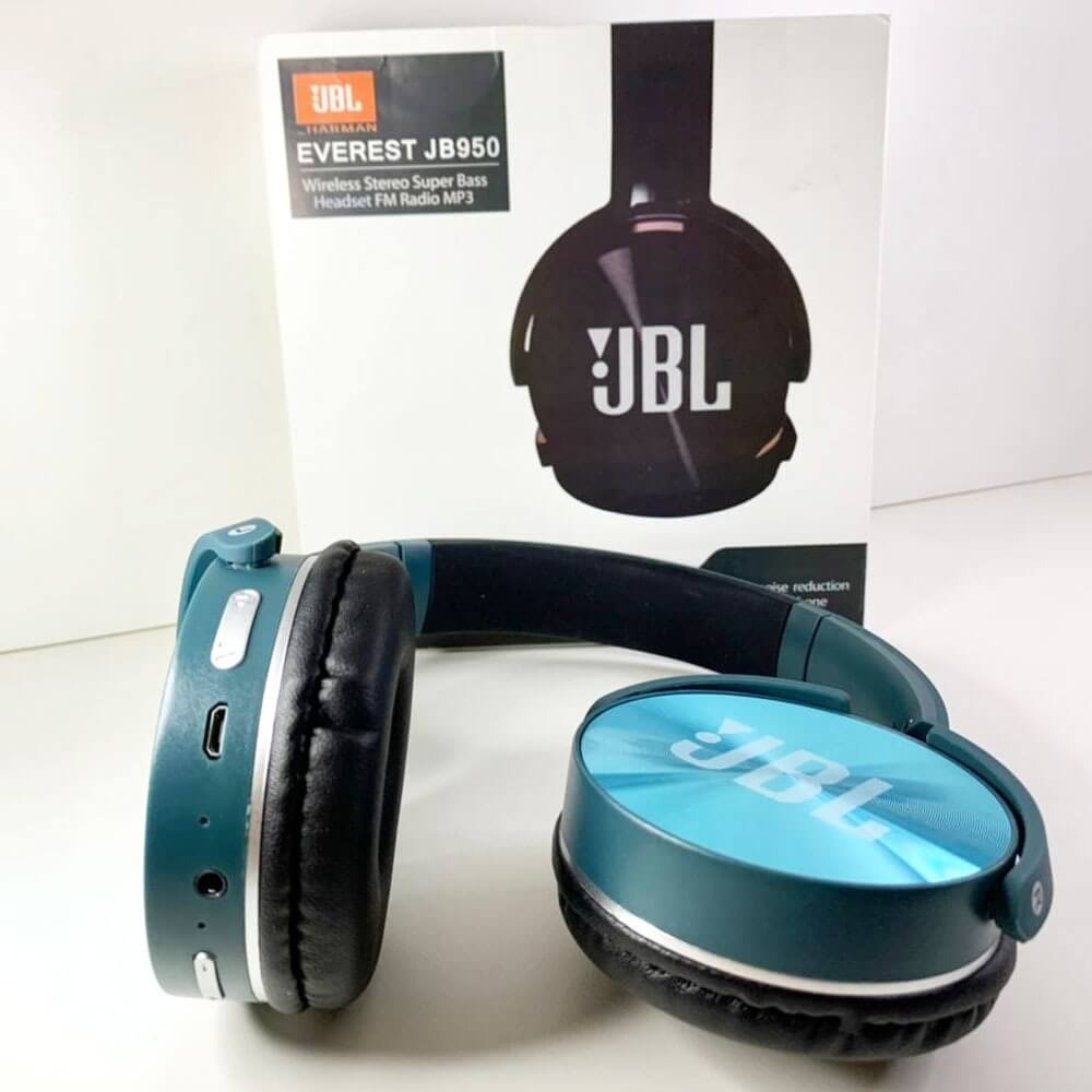 Fone JBL Bluetooth S/Fio JB-950 Wireless Rádio FM MP3 Cartão De Memória Cor Verde