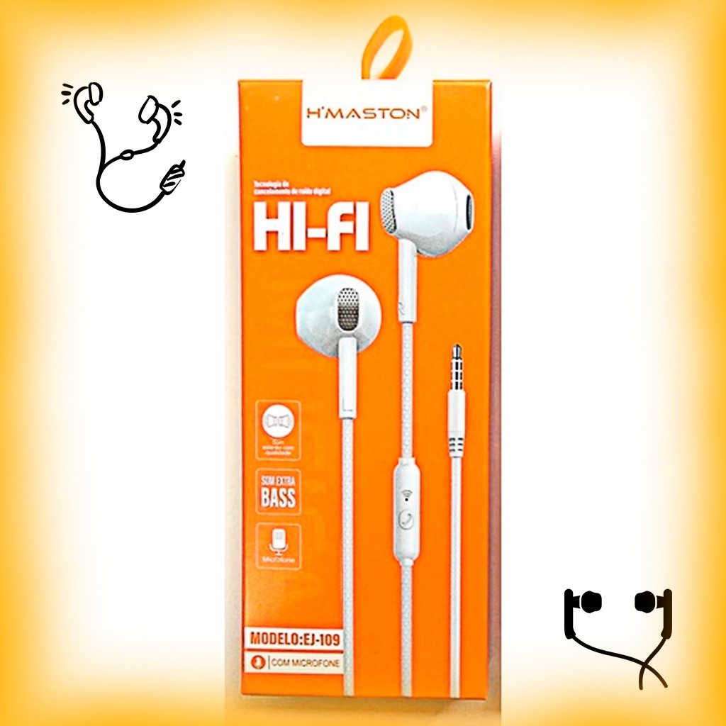 Fone De Ouvido C/Fio H'MASTON HI-FI Modelo:EJ-109