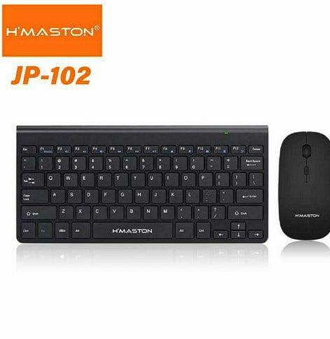 Kit Mini Teclado E Mouse Sem Fio Slim Wireless P/ Notebook Modelo JP-102 Cor Preto