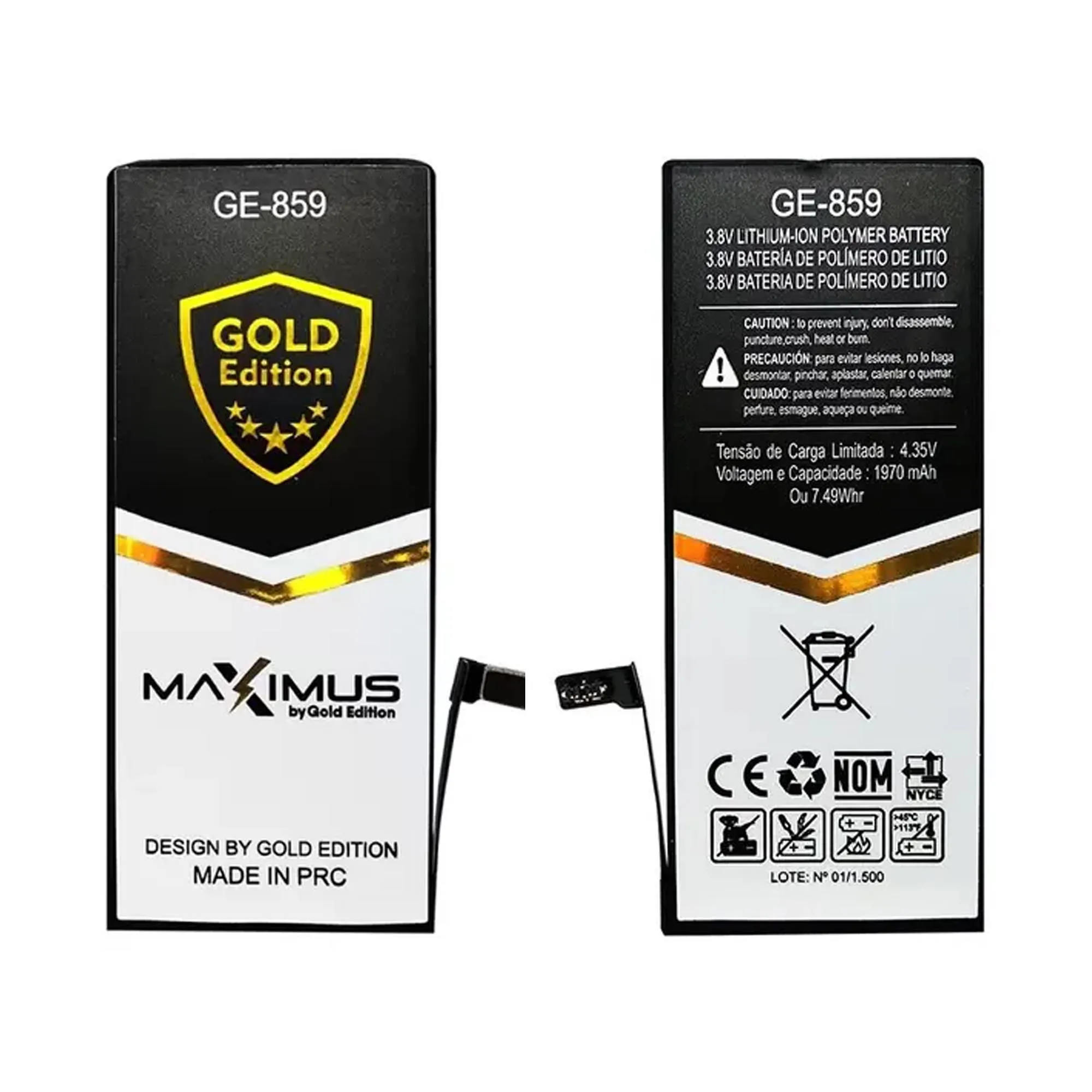 Bateria Gold Edition iPhone 7g A1778 A1779 Capacidade 1950 MAh Modelo: GE-859