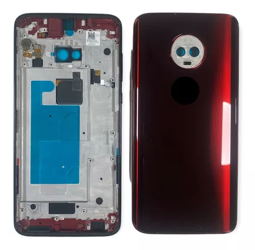 Chassi Carcaça Completa Motorola Moto G7 Plus XT-1965 Cor Vermelho C/Tampa + Biometria Qualidade Original