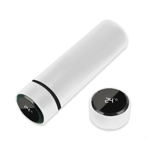 Garrafa Térmica 500Ml Com Sensor Led De temperatura Smart  BrancoCup 