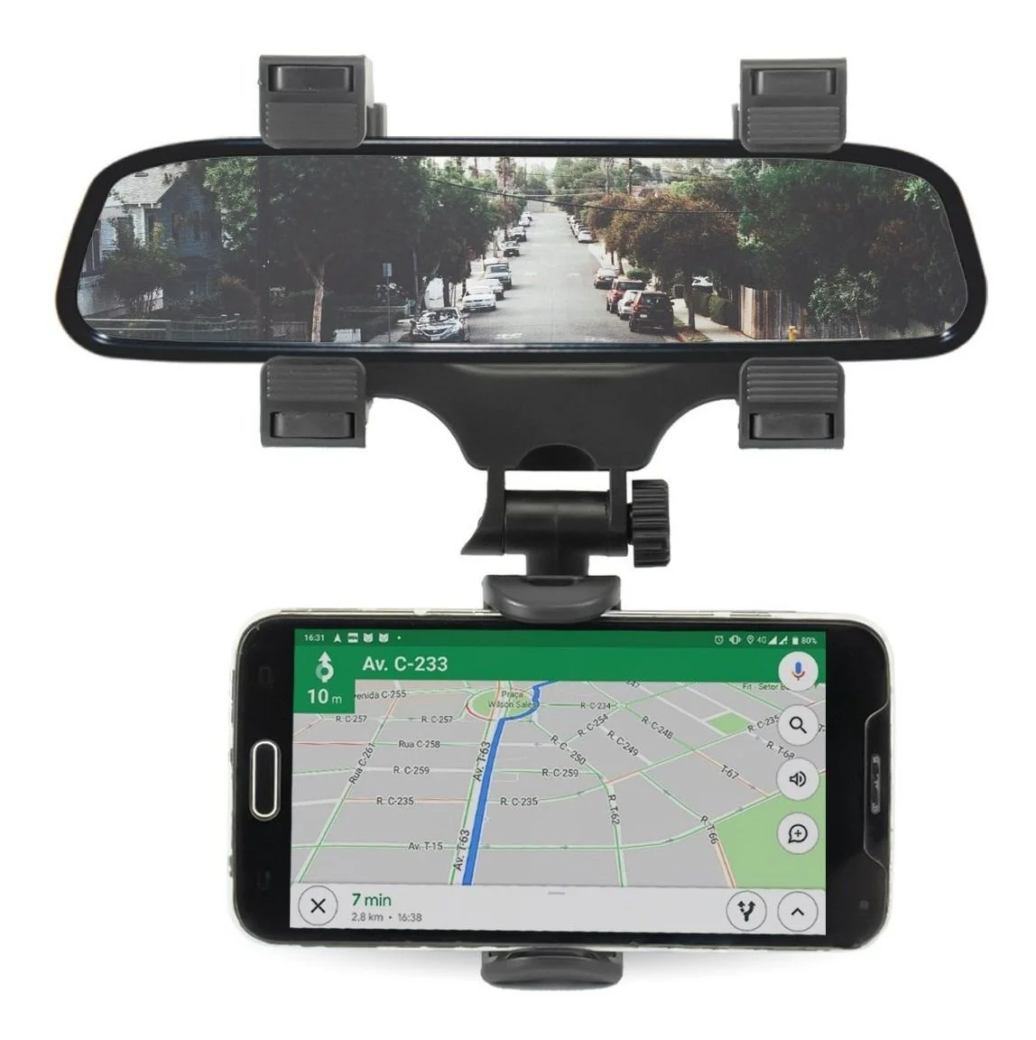 Imagem Principal Suporte de Celular Para Retrovisor, 3,5- 6.7 Rotação 360° - ANZU Modelo CAR-001