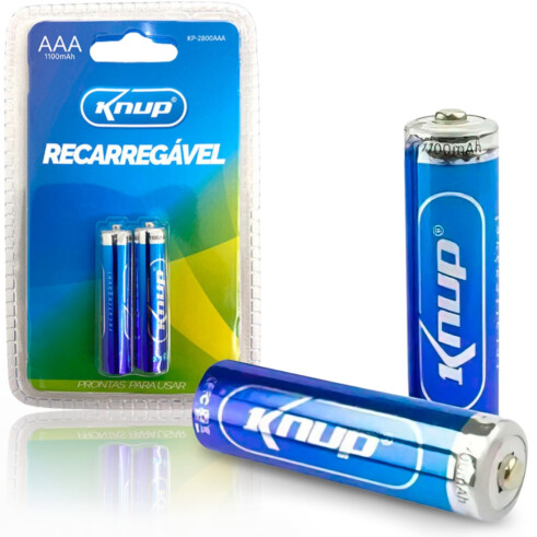 Imagem Principal Pilha Recarregavel AAA 1100 mAh 2 unidades KNUP - KP-2800AAA