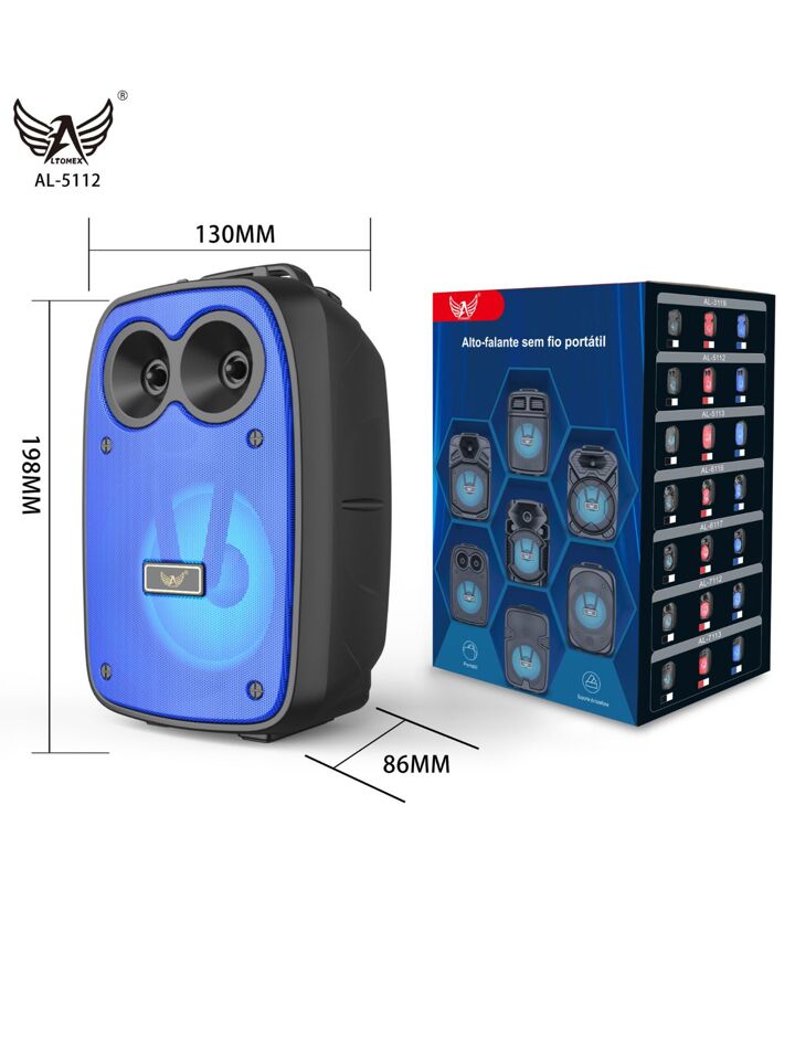 Caixa de Som Altomex 5W Com Suporte De Celular Bluetooth com Aux / Usb Mp3 Fm AL-5113 Cor Azul