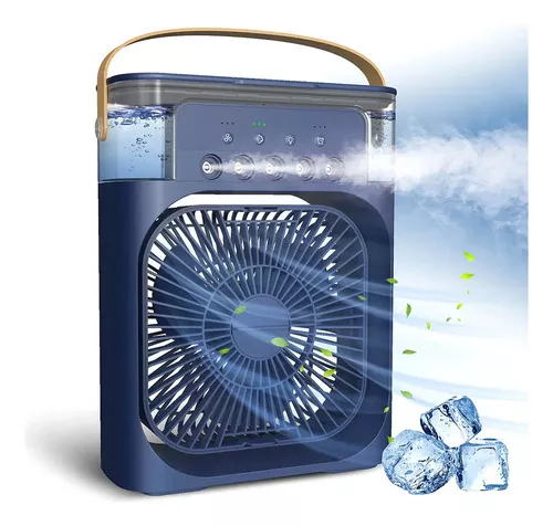 Mini Ventilador Portatil 3 Velocidades Led Umidificador Ar  Mini Cooling Fan Azul