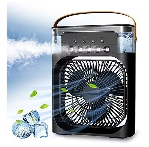 Mini Ventilador Portatil 3 Velocidades Led Umidificador Ar  Mini Cooling Fan Preto