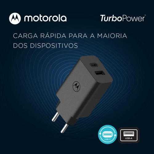 Fonte Carregador Rápido Motorola 67W 2 Saída USB-C e USB-A Original Ultra