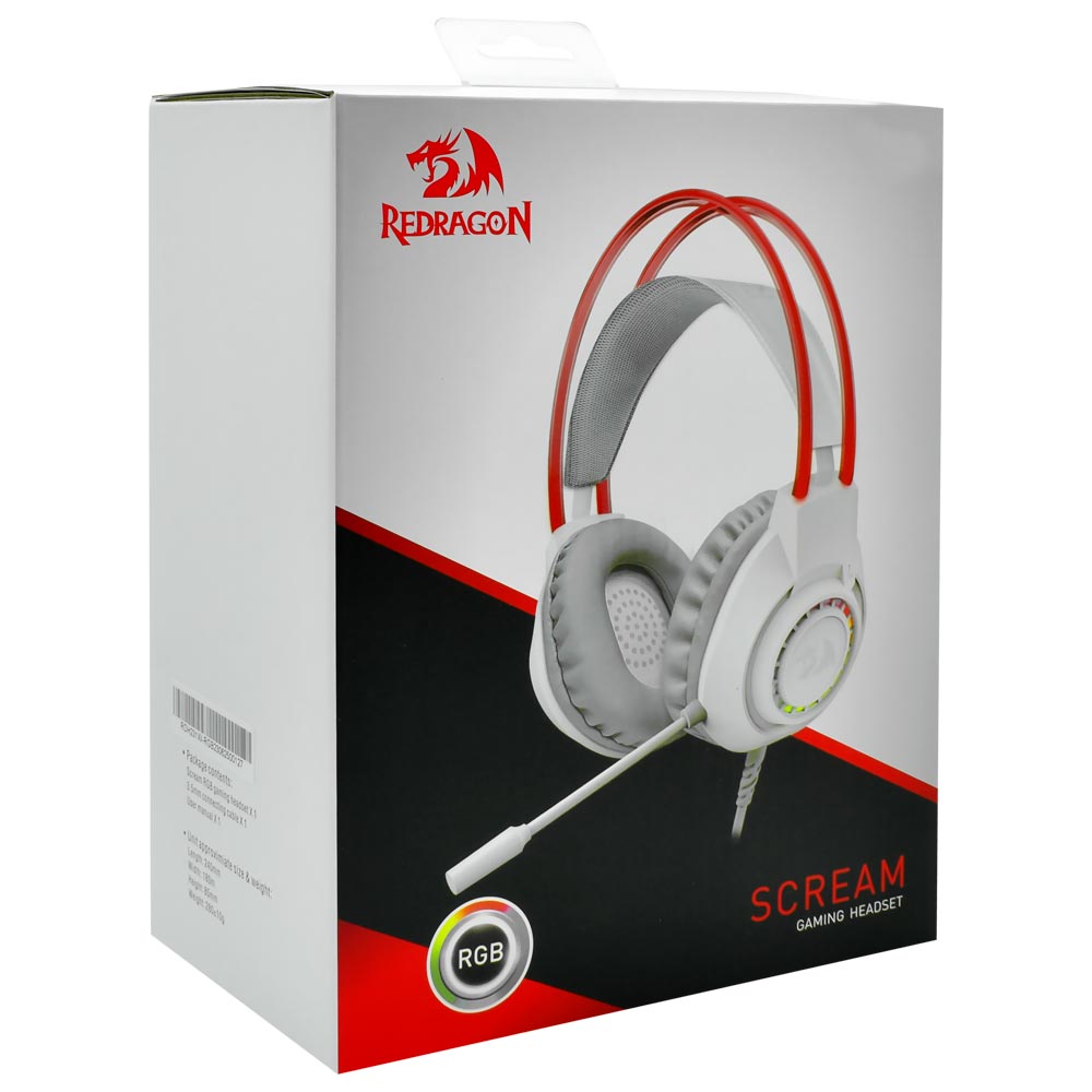 3066-2559-Fone Scream Headset Gamer Redragon  H231w-Rgb Branco