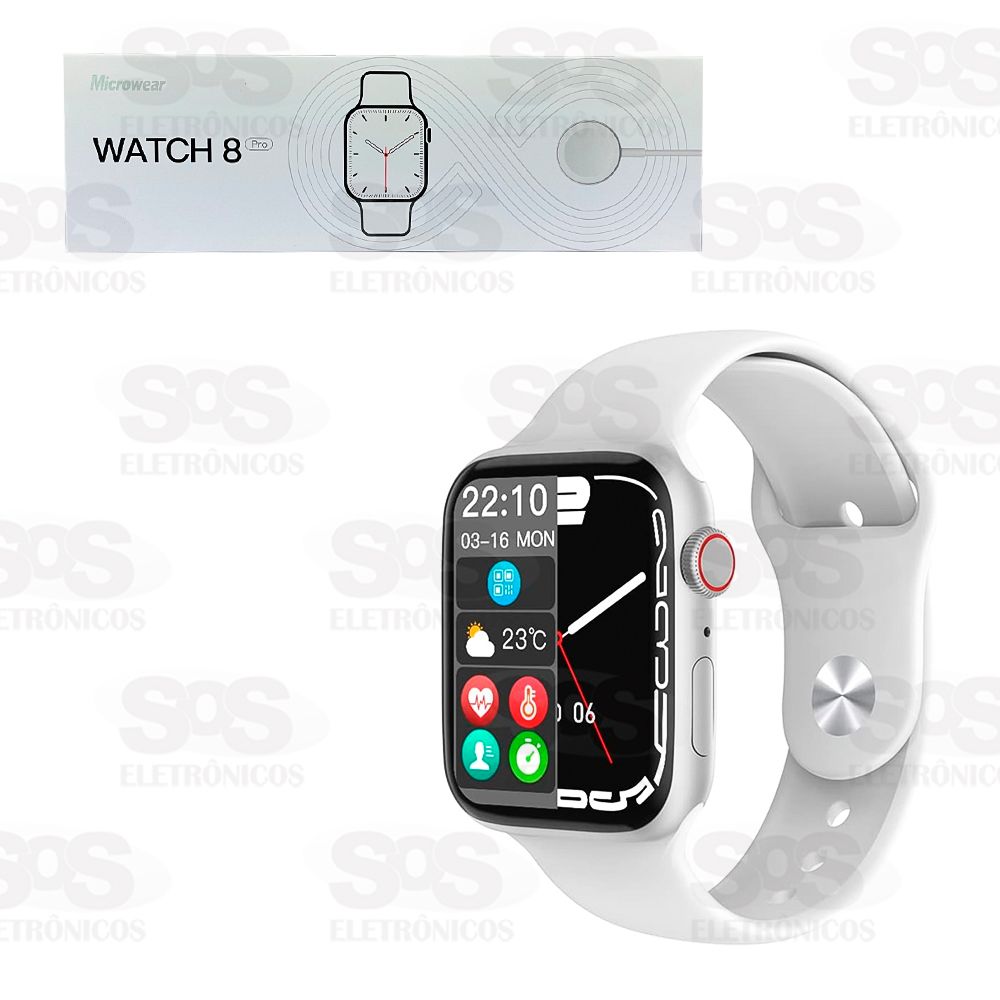 3093-2666-Relógio Smartwatch Microwear Watch 8 Pro - Branco