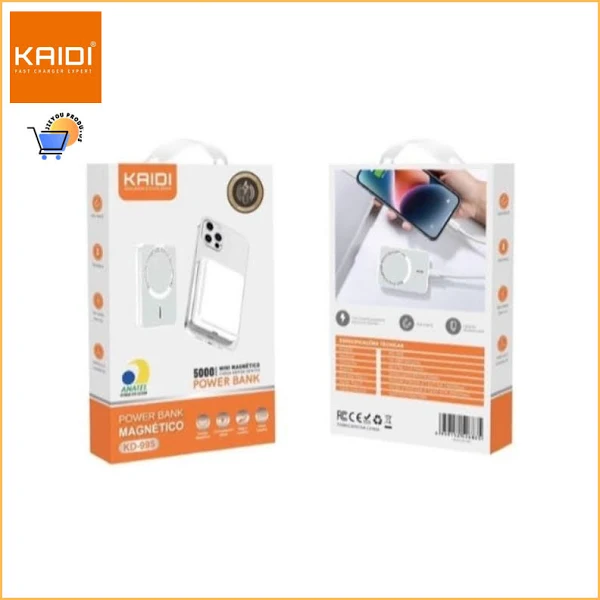 3677-4838-Power Bank Kaidi Lightining Portátil 5000 MAh Modelo: KD-995 Branco