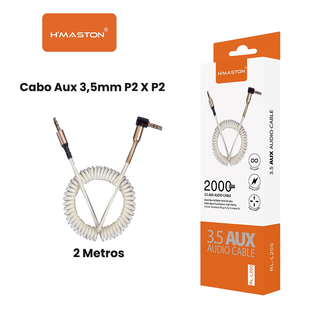 2725-5103-Cabo De Audio Auxiliar H`Maston 3.5mm 2m P2 P/ P2 braco Rl-L200