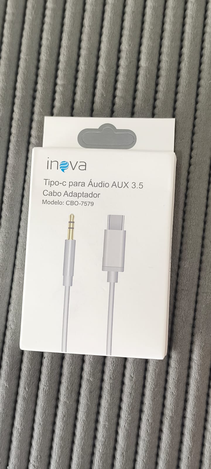 4177-5370-Cabo Adaptador Auxiliar Tipo-C Saída P2 Modelo CBO-7580 Cor Branco 