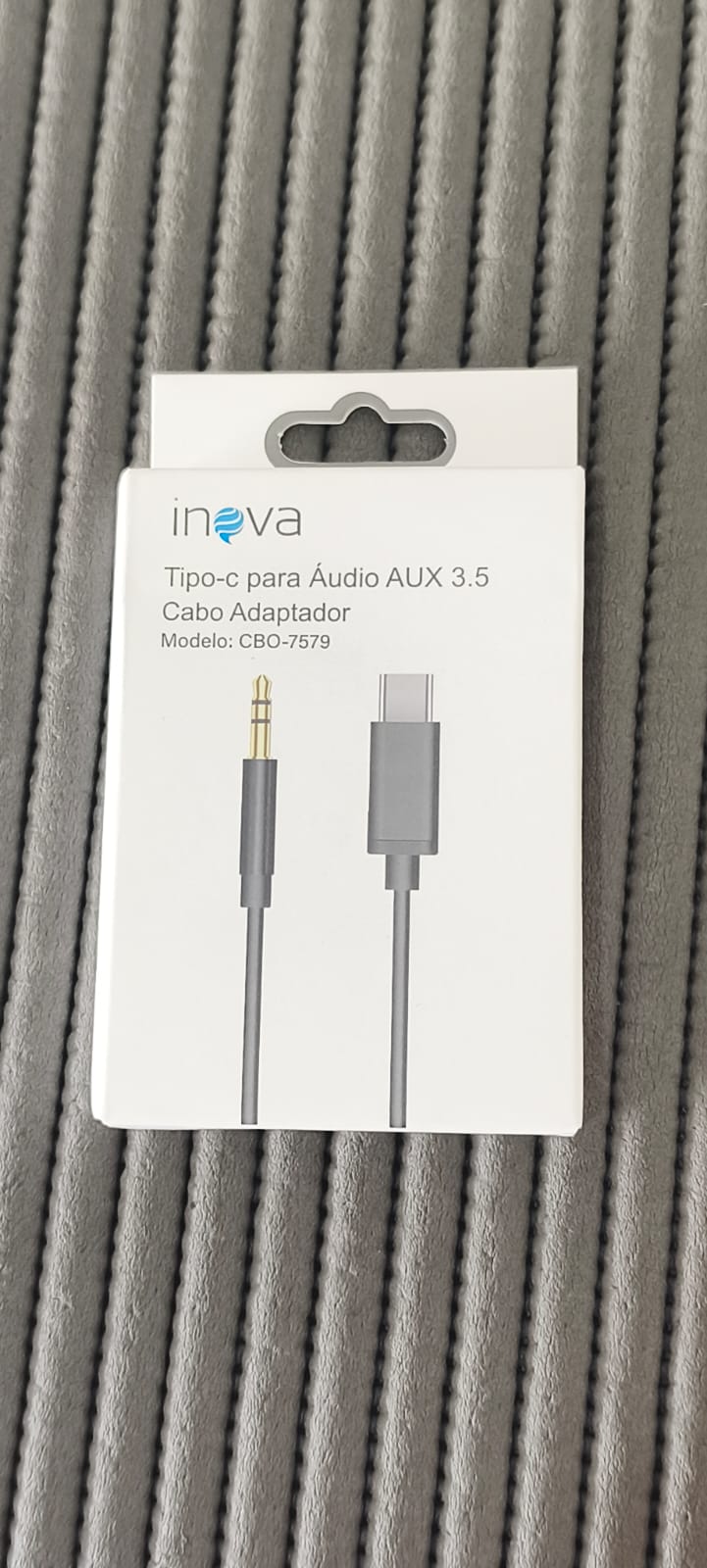 4177-5371-Cabo Adaptador Auxiliar Tipo-C Saída P2 Modelo CBO-7580 Cor Preto