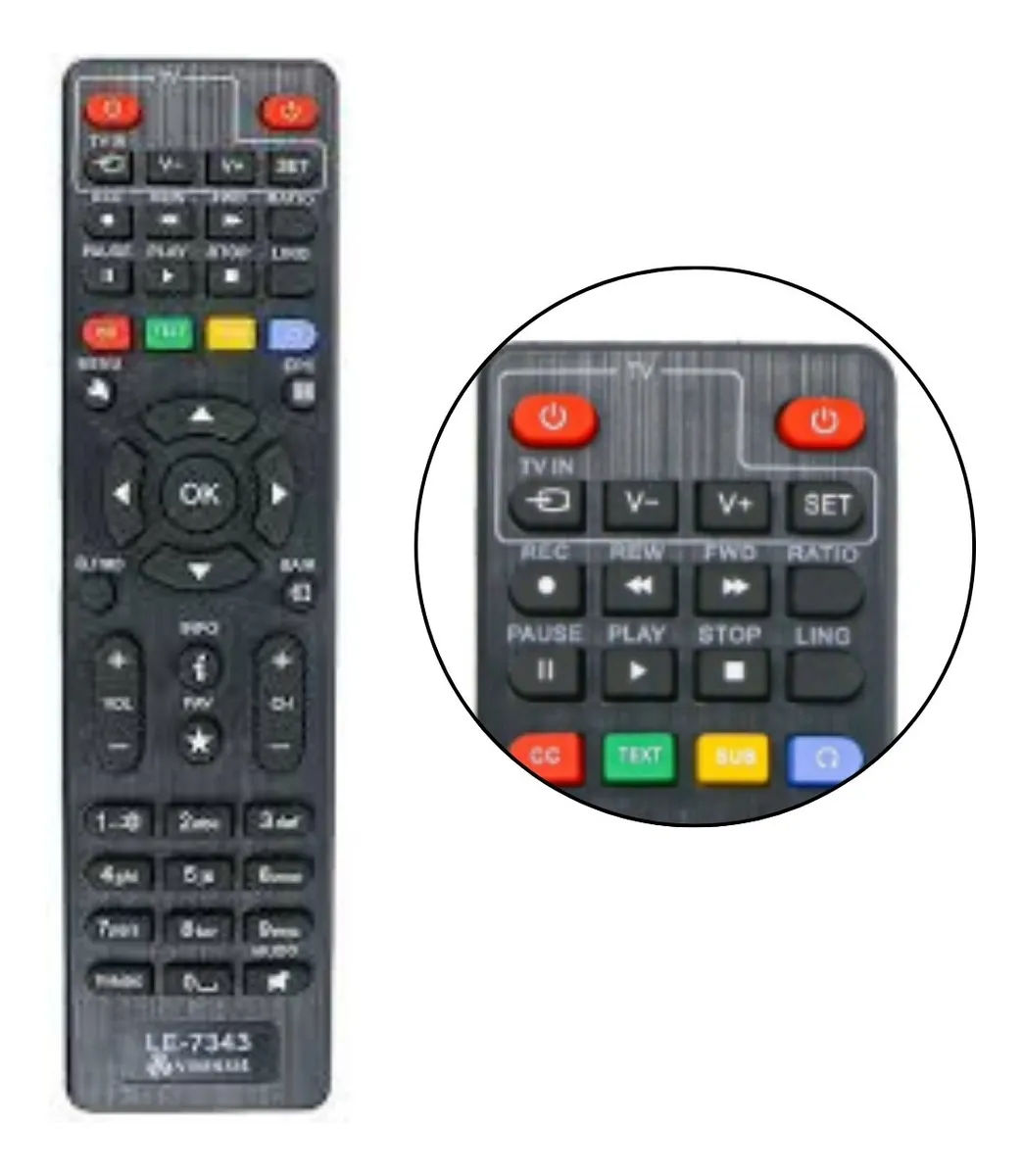 4240-0-Controle Remoto Lelong LE-7343 / SKY-9314 compatível com Receptores Vivensis
