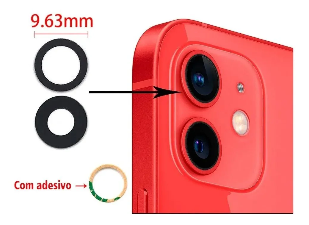 4328-0-Kit Lente De Vidro Camera Traseira iPhone 12 / IPhone 12 Mini