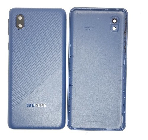 310-590-Tampa Traseira Samsung Galaxy A01 Core A013 Cor Azul C/Botões C/Lente e S/Flex Antena Original
