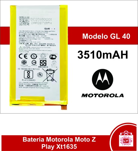 251-0-Bateria Motorola Moto Z Play Xt1635 Modelo GL40 Capacidade  3510mAH