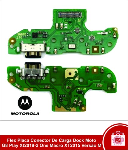 162-0-Flex Placa Conector De Carga Dock Moto G8 Play Xt-2019-2 One Macro XT-2015 Versão M