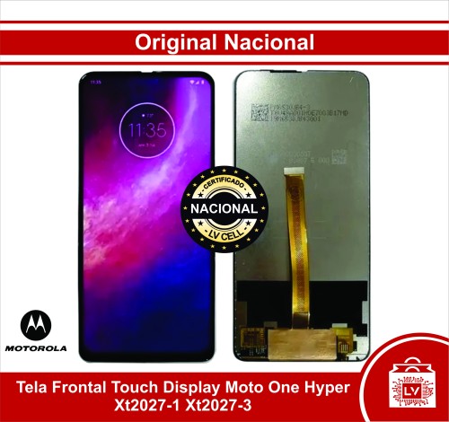 60-0-Tela Frontal Touch Display Moto One Hyper Xt2027-1 Xt2027-3  S/ARO Original Nacional