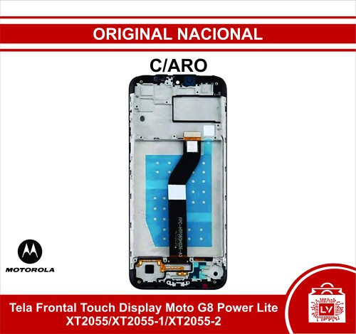 66-76-Tela Frontal Touch Display Moto G8 Power Lite XT2055/XT2055-1/XT2055-2 - C/ARO Original Nacional