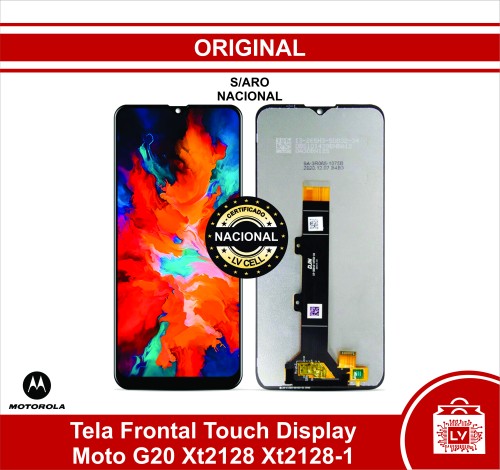87-120-Tela Frontal Touch Display Moto G20 Xt2128 S/Aro Original Nacional 