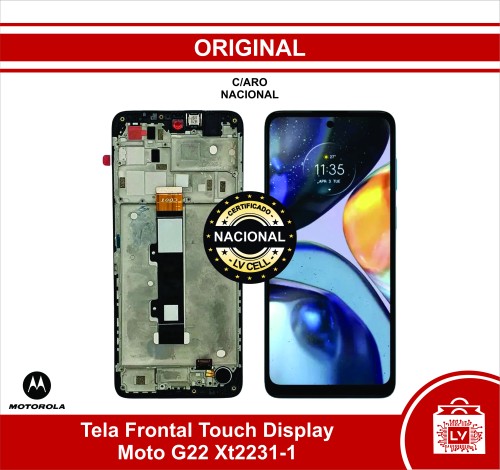 91-126-Tela Frontal Touch Display Moto G22 Xt2231-1 C/Aro Original Nacional