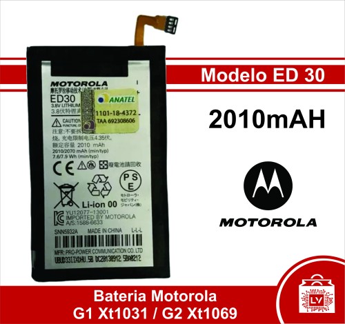 92-0-Bateria Motorola G1 Xt-1031 /  G2 XT-1069 Modelo ED-30 Capacidade 2010 mAh