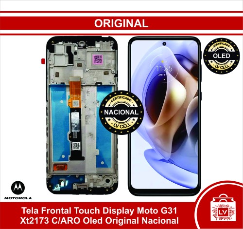 100-0-Tela Frontal Touch Display Moto G31 Xt2173 C/ARO Oled Original Nacional 