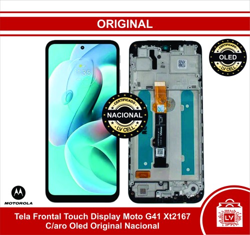 103-0-Tela Frontal Touch Display Moto G41 Xt2167 C/aro Oled Original Nacional 