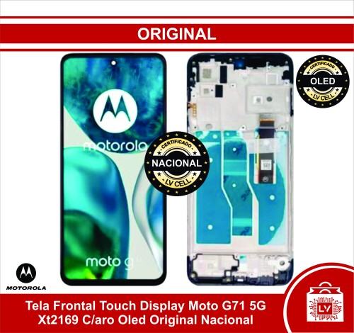 104-0-Tela Frontal Touch Display Moto G71 5G Xt2169 C/aro Oled Original Nacional