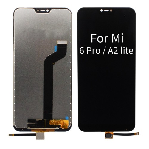 389-0-Tela Frontal Touch Display Xiaomi Redmi Mi A2 Lite/Mi 6 Pro Preto S/Aro