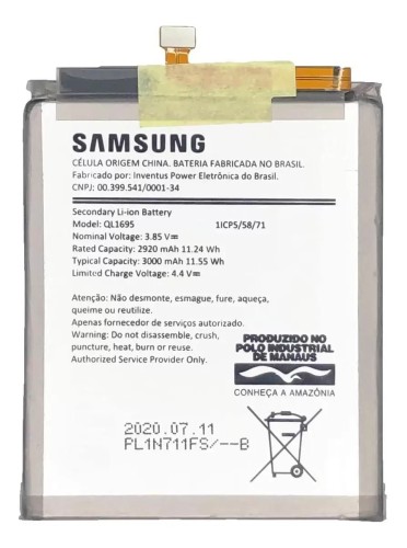 430-2372-Bateria Samsung Galaxy A01 Ql1695 Capacidade 3000 mAh
