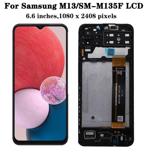 453-0-Tela Frontal Touch Display Samsung Galaxy M13 4g Sm-m135 C/Aro Original Nacional