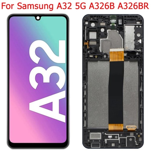 471-0-Tela Frontal Touch Display Samsung Galaxy A32-5G A326B C/Aro Biometria Qualidade Oled