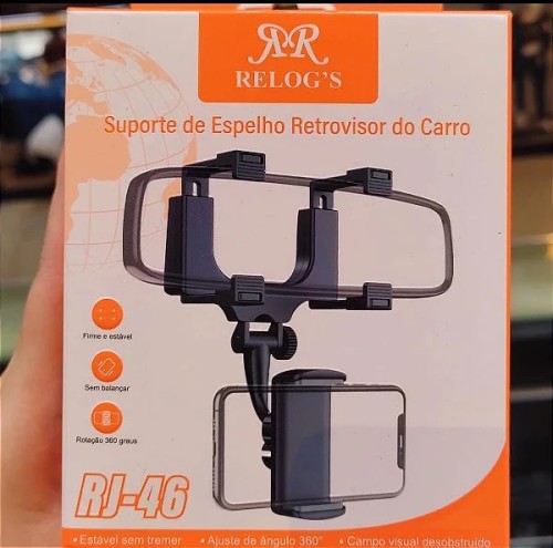 653-0-Suporte de Celular Para Retrovisor, 3,5- 6.7 Rotação 360° - ANZU Modelo CAR-001