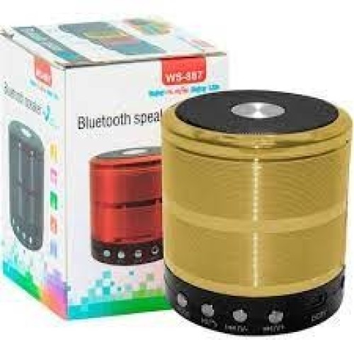 655-960-Mini Caixinha Som Bluetooth Portátil Usb Mp3 P2 Sd Rádio Fm Ws-887 - Dourado