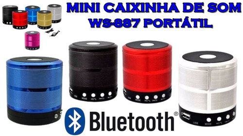 655-4304-Mini Caixinha Som Bluetooth Portátil Usb Mp3 P2 Sd Rádio Fm Ws-887 Rosa