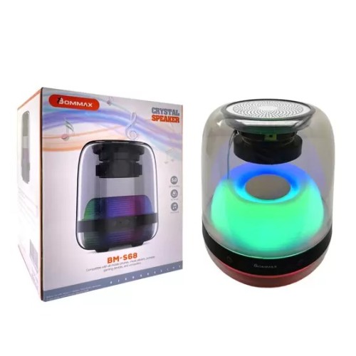 711-0-Caixa de Som Portátil Bluetooth C/Led Crystal Speaker BM-S68