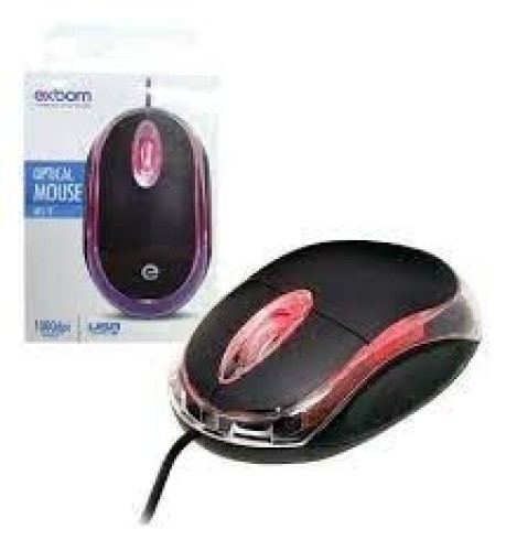 725-0-Mouse Com Fio Luz De Led Vermelho Exbom 1000dpi USB Optical Modelo: MS-9