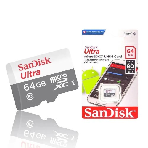 875-0-Cartão de Memória Sandisk Ultra  64GB  100 MB/S  Classe 10