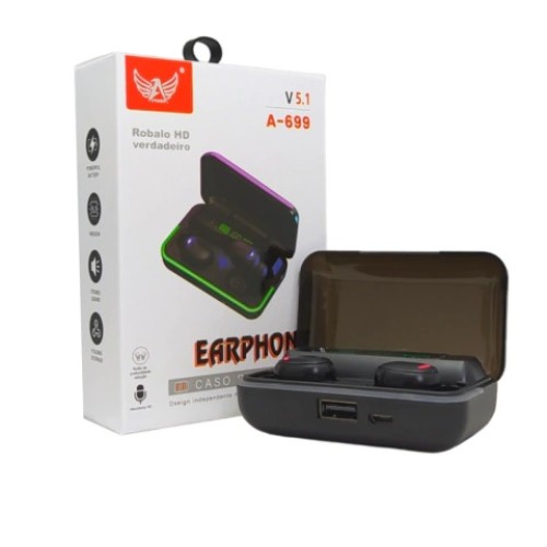 896-0-Fone Altomex Bluetooth 5.1 0 C/Case Power Bank Noise Canceling In-ear Hd Sound Tws Modelo A-699
