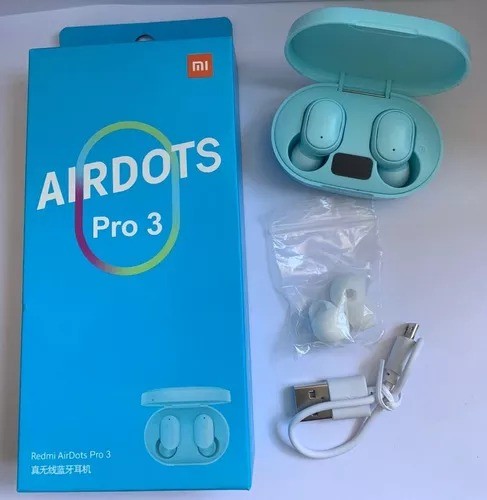 914-0-Fone Xiaomi Redmi Airdots PRO 3 Bluetooth 5.0 Air Dots Headset C/Microfone 1 Linha Cor Azul