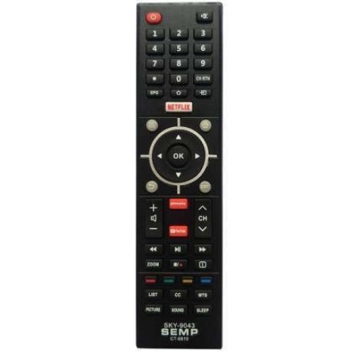 1070-0-Controle Remoto Compatível Com TV Semp Toshiba C/Botões Nefflix Globoplay Youtube Mod Sky-9043