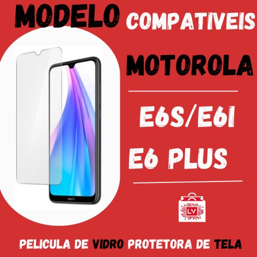 1002-0-Película Protetora De Vidro Normal Moto E6S/E6I/E6 Plus Compatível