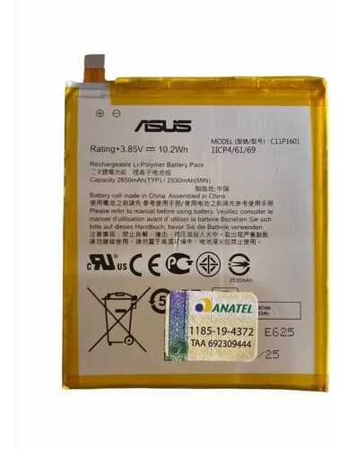 1178-0-Bateria Asus Zenfone 3 Ze520Kl 5.0 C11P1601 2650mAh