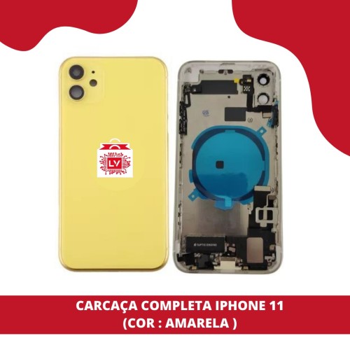 1184-1231-Carcaça Chassi Completa Com Flex Compatível iPhone 11 A2111 A2223 A2221 - Amarelo