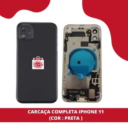 1184-1227-Carcaça Chassi Completa Com Flex Compatível iPhone 11 A2111 A2223 A2221 - Preto