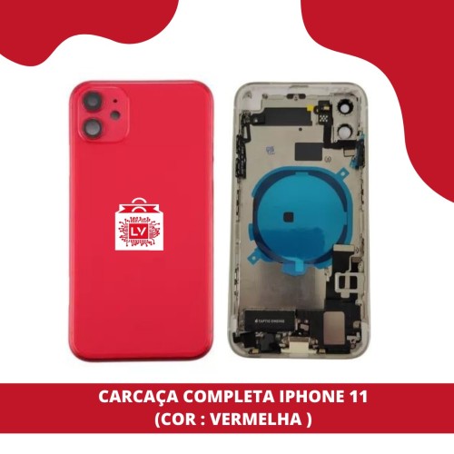 1184-1228-Carcaça Chassi Completa Com Flex Compatível iPhone 11 A2111 A2223 A2221 - Vermelho